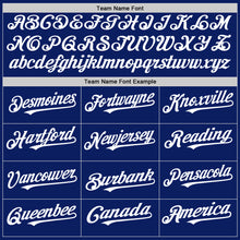 Load image into Gallery viewer, Custom Royal White Bomber Full-Snap Varsity Letterman Two Tone Hoodie Jacket