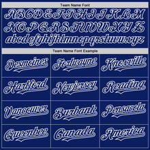 Load image into Gallery viewer, Custom Royal White Bomber Full-Snap Varsity Letterman Two Tone Hoodie Jacket