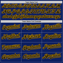Load image into Gallery viewer, Custom Royal Black-Gold Bomber Full-Snap Varsity Letterman Two Tone Hoodie Jacket