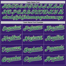 Charger l'image dans la galerie, Custom Purple Kelly Green-Cream Bomber Full-Snap Varsity Letterman Hoodie Jacket