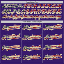 Laden Sie das Bild in den Galerie-Viewer, Custom Purple Vintage USA Flag Cream-Black Bomber Full-Snap Varsity Letterman Hoodie Jacket