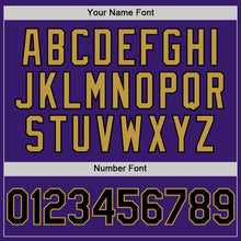 Load image into Gallery viewer, Custom Purple Black-Old Gold Bomber Full-Snap Varsity Letterman Hoodie Jacket