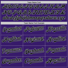 Load image into Gallery viewer, Custom Purple Black-Gray Bomber Full-Snap Varsity Letterman Hoodie Jacket