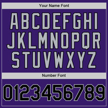 Load image into Gallery viewer, Custom Purple Black-Gray Bomber Full-Snap Varsity Letterman Hoodie Jacket