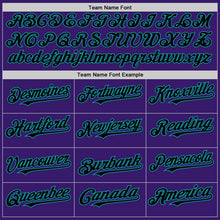 Charger l'image dans la galerie, Custom Purple Black-Teal Bomber Full-Snap Varsity Letterman Hoodie Jacket