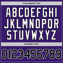 Load image into Gallery viewer, Custom Purple Black-White Bomber Full-Snap Varsity Letterman Two Tone Hoodie Jacket