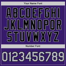Load image into Gallery viewer, Custom Purple Gray-Black Bomber Full-Snap Varsity Letterman Two Tone Hoodie Jacket
