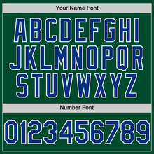 Load image into Gallery viewer, Custom Kelly Green Royal-White Bomber Full-Snap Varsity Letterman Hoodie Jacket
