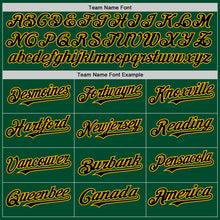 Load image into Gallery viewer, Custom Kelly Green Black-Gold Bomber Full-Snap Varsity Letterman Two Tone Hoodie Jacket
