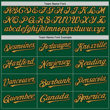 Load image into Gallery viewer, Custom Kelly Green Old Gold-Black Bomber Full-Snap Varsity Letterman Two Tone Hoodie Jacket