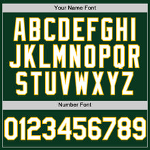 Charger l'image dans la galerie, Custom Green White-Gold Bomber Full-Snap Varsity Letterman Two Tone Hoodie Jacket