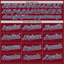 Load image into Gallery viewer, Custom Crimson Navy-White Bomber Full-Snap Varsity Letterman Hoodie Jacket