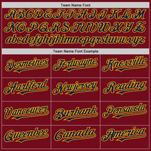 Load image into Gallery viewer, Custom Crimson Navy Cream-Gold Bomber Full-Snap Varsity Letterman Two Tone Hoodie Jacket