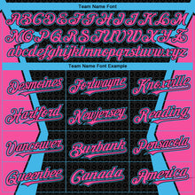 Laden Sie das Bild in den Galerie-Viewer, Custom Black Sky Blue-Pink Arrow 3D Pattern Design Bomber Full-Snap Varsity Letterman Hoodie Jacket