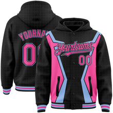 Charger l'image dans la galerie, Custom Black Pink-Light Blue Arrow 3D Pattern Design Bomber Full-Snap Varsity Letterman Hoodie Jacket