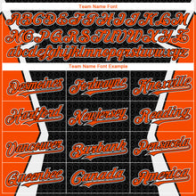 Load image into Gallery viewer, Custom Black Orange-White Arrow 3D Pattern Design Bomber Full-Snap Varsity Letterman Hoodie Jacket