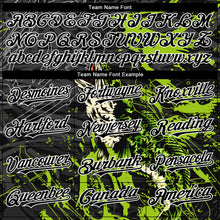 Загрузить изображение в средство просмотра галереи, Custom Black Neon Green-White Snakehead Fish Fishing 3D Bomber Full-Snap Varsity Letterman Hoodie Jacket