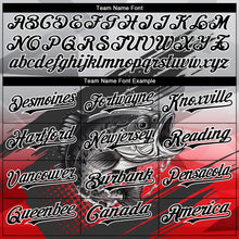 Загрузить изображение в средство просмотра галереи, Custom Gray Black-Red Largemouth Bass Fish Fishing 3D Bomber Full-Snap Varsity Letterman Hoodie Jacket
