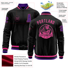 Загрузить изображение в средство просмотра галереи, Custom Black Purple-Pink Bomber Varsity Letterman Zipper Jacket