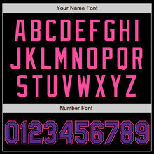 Загрузить изображение в средство просмотра галереи, Custom Black Purple-Pink Bomber Varsity Letterman Zipper Jacket