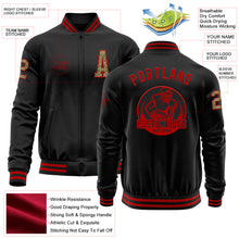 Загрузить изображение в средство просмотра галереи, Custom Black Camo-Red Bomber Varsity Letterman Zipper Jacket