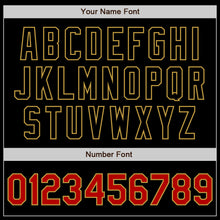 Laden Sie das Bild in den Galerie-Viewer, Custom Black Red-Old Gold Bomber Varsity Letterman Zipper Jacket