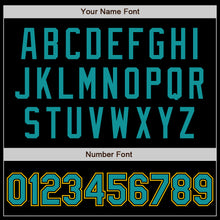 Загрузить изображение в средство просмотра галереи, Custom Black Teal-Yellow Bomber Varsity Letterman Zipper Jacket