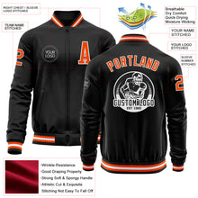 Charger l'image dans la galerie, Custom Black Orange-White Bomber Varsity Letterman Zipper Jacket
