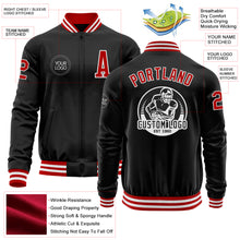 Загрузить изображение в средство просмотра галереи, Custom Black Red-White Bomber Varsity Letterman Zipper Jacket