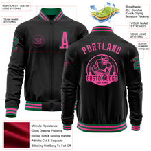 Charger l'image dans la galerie, Custom Black Pink-Kelly Green Bomber Varsity Letterman Zipper Jacket