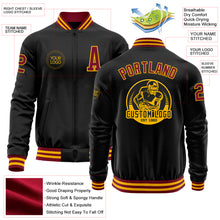 Загрузить изображение в средство просмотра галереи, Custom Black Crimson-Gold Bomber Varsity Letterman Zipper Jacket