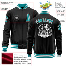 Загрузить изображение в средство просмотра галереи, Custom Black Teal-White Bomber Varsity Letterman Zipper Jacket