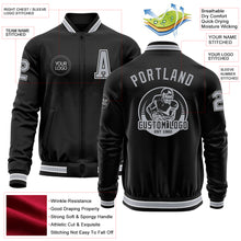 Загрузить изображение в средство просмотра галереи, Custom Black Gray-White Bomber Varsity Letterman Zipper Jacket