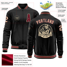 Загрузить изображение в средство просмотра галереи, Custom Black Crimson-City Cream Bomber Varsity Letterman Zipper Jacket