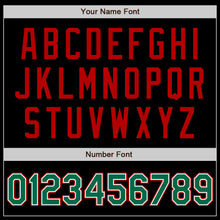 Загрузить изображение в средство просмотра галереи, Custom Black Kelly Green-Red Bomber Varsity Letterman Zipper Jacket