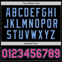 Laden Sie das Bild in den Galerie-Viewer, Custom Black Pink-Light Blue Bomber Varsity Letterman Zipper Jacket