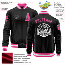 Загрузить изображение в средство просмотра галереи, Custom Black Pink-White Bomber Varsity Letterman Zipper Jacket