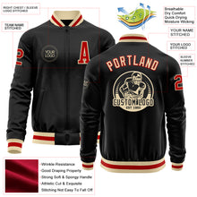 Загрузить изображение в средство просмотра галереи, Custom Black Red-Cream Bomber Varsity Letterman Zipper Jacket
