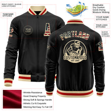 Загрузить изображение в средство просмотра галереи, Custom Black Vintage USA Flag Cream-Red Bomber Varsity Letterman Zipper Jacket