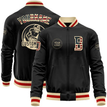 Загрузить изображение в средство просмотра галереи, Custom Black Vintage USA Flag Cream-Red Bomber Varsity Letterman Zipper Jacket