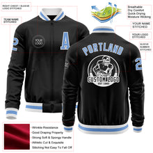 Загрузить изображение в средство просмотра галереи, Custom Black Light Blue-White Bomber Varsity Letterman Zipper Jacket