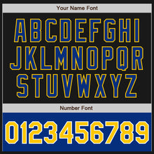 Загрузить изображение в средство просмотра галереи, Custom Black Yellow-Royal Bomber Varsity Letterman Two Tone Zipper Jacket