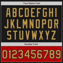 Laden Sie das Bild in den Galerie-Viewer, Custom Black Old Gold-Red Bomber Varsity Letterman Two Tone Zipper Jacket