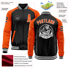 Загрузить изображение в средство просмотра галереи, Custom Black Orange-White Bomber Varsity Letterman Two Tone Zipper Jacket