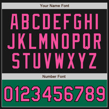 Загрузить изображение в средство просмотра галереи, Custom Black Pink-Kelly Green Bomber Varsity Letterman Two Tone Zipper Jacket