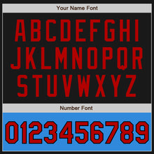 Загрузить изображение в средство просмотра галереи, Custom Black Red-Powder Blue Bomber Varsity Letterman Two Tone Zipper Jacket