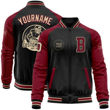 Charger l'image dans la galerie, Custom Black City Cream-Crimson Bomber Varsity Letterman Two Tone Zipper Jacket