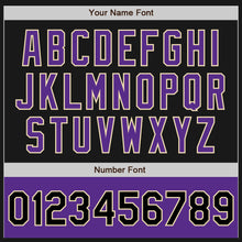 Charger l'image dans la galerie, Custom Black Purple-Cream Bomber Varsity Letterman Two Tone Zipper Jacket