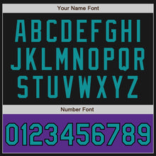 Загрузить изображение в средство просмотра галереи, Custom Black Teal-Purple Bomber Varsity Letterman Two Tone Zipper Jacket