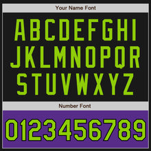 Charger l'image dans la galerie, Custom Black Neon Green-Purple Bomber Varsity Letterman Two Tone Zipper Jacket